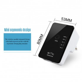 Kextech Wireless-N WiFi Router Repeater 2 LAN Port 300Mbps - LV-WR02B - Black - 3