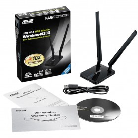 Asus Wireless N300 USB Adapter Dual 5dbi Detachable Antenna - USB-N14 - Black - 9