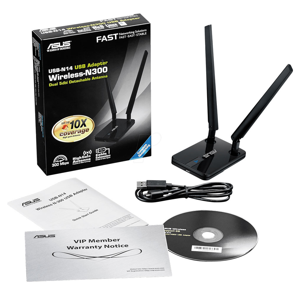 Asus Wireless N300 Usb Adapter Dual 5dbi Detachable Antenna Usb N14 Black Jakartanotebook Com