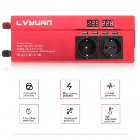 Lvyuan Car Power Inverter Modified Sine Wave LED Display DC 12 to AC 220V 2000W - LY2000 - Black - 3