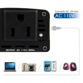 Taffware Power Inverter Mobil dengan 2 USB Port 150W 220V - PI-150W - Black - 2