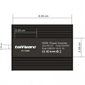 Taffware Power Inverter Mobil dengan 2 USB Port 150W 220V - PI-150W - Black - 8