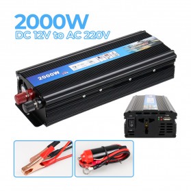Taffware Rectangle Car Power Inverter DC 12V to AC 220V 2000W - PI2000 - Black