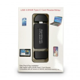 Card Reader USB Type C 3 in 1 USB 3.0 Hub Micro SD / SD Card - YC-432 - Black - 8