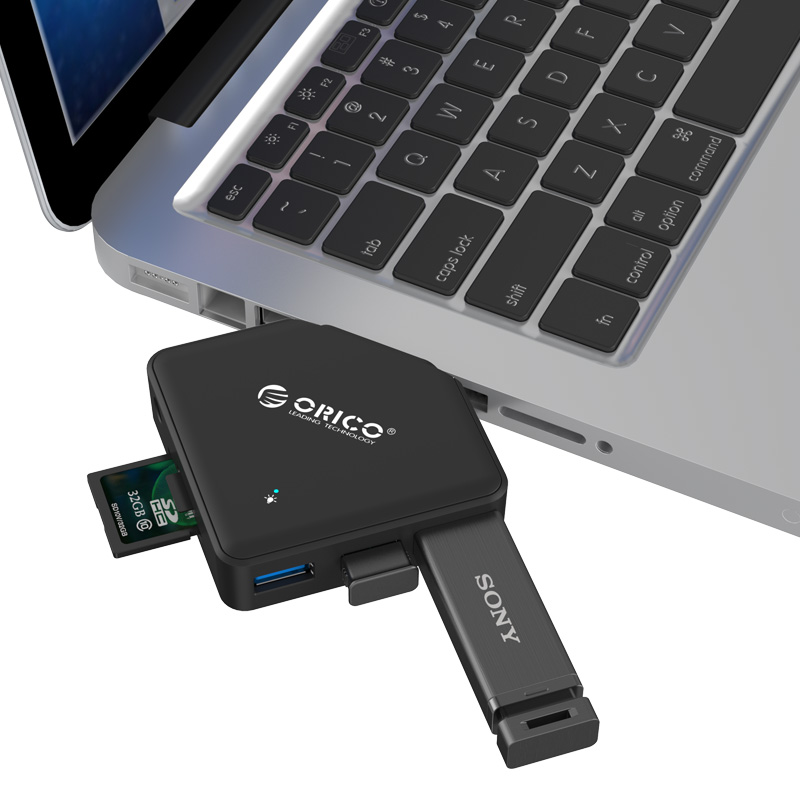 Orico USB Hub 3 0 3 Port Combo Card Reader SD TF Card C3TS Black 