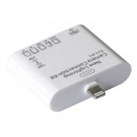 5 in 1 Lightning Card Reader for iPhone/iPad/iPod - White - 1