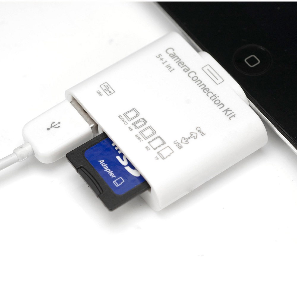 5 in 1 Lightning Card Reader for iPhone/iPad/iPod - White 