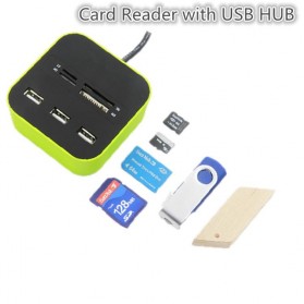 Combo Multi Card Reader + 3 USB HUB 2.0 Splitter - Black - 10