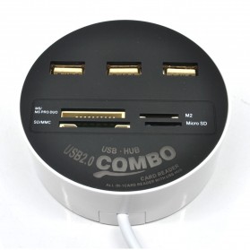 Combo Circle Multi Card Reader + 3 USB HUB 2.0 - Black - 2