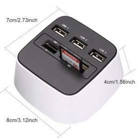 Desktop Multi Card Reader + 3 USB HUB 2.0 Splitter - Black White - 4