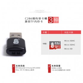 Mini USB Card Reader for Micro SD - Black - 6
