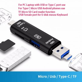Natrberg Portable OTG Card Reader USB Type C Micro USB - D-188 - Black - 8
