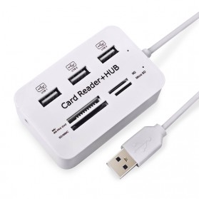 KEBIDU USB Hub Combo Card Reader 3 USB 2.0/SD/TF/M2/MSDuo Port - HY-619 - White - 2
