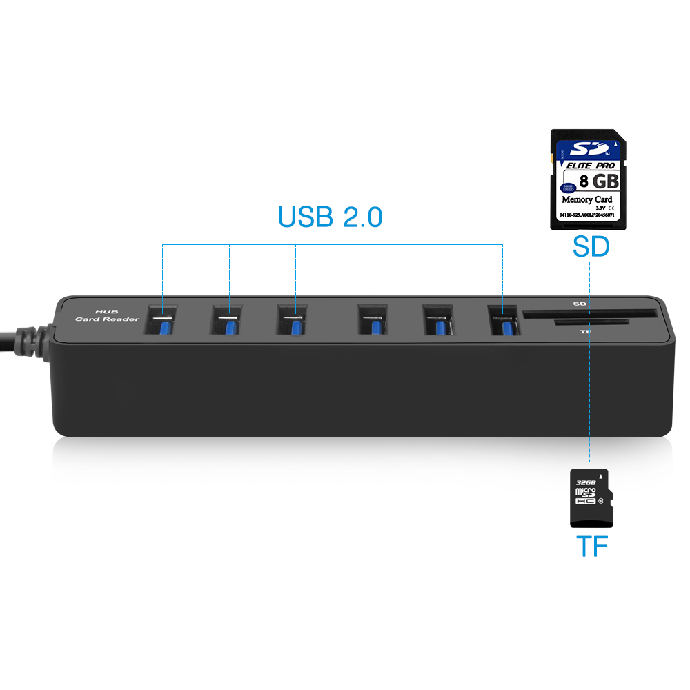 Color : Black JIN 2 in 1 USB 2.0 TF/SD Card Reader & 3-Port HUB Black Cable Length: 80cm Color : Black JIN 2 in 1 USB 2.0 TF/SD Card Reader & 3-Port HUB Black Cable Length: 80cm