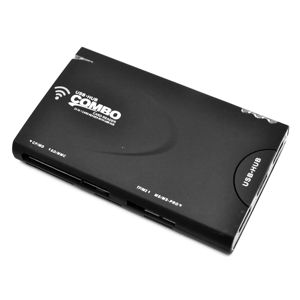 Multifunction Wireless Card Reader with WiFi and USB Hub WDMX5 Black