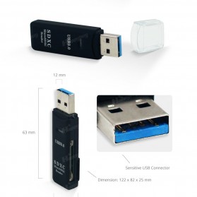 Multifunction USB 3.0 MicroSD + SD Card Reader - Black - 2