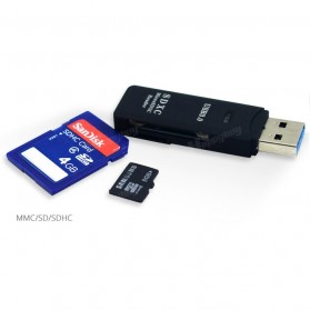 Multifunction USB 3.0 MicroSD + SD Card Reader - Black - 3