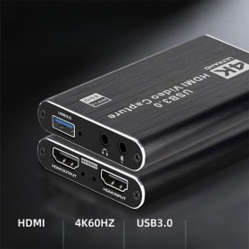 Media Player - ALLOYSEED HDMI Video Capture Card Adapter Grabber Record Box USB 3.0 4K - RU900 - Black