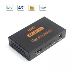 AIXXCO HDMI Splitter 1x4 4K - PC-48 - Black - 1