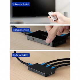 Unnlink 3 in 1 HDMI Switcher 2.0 4K 3 Port with Remote Control - 0011 - Black - 3
