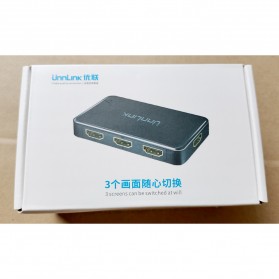 Unnlink 3 in 1 HDMI Switcher 2.0 4K 3 Port with Remote Control - 0011 - Black - 11