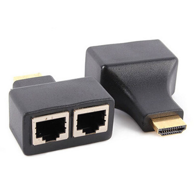 HDMI to Dual RJ45 Network Cable Extender Over 1080p Black