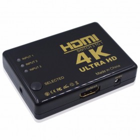 Robotsky HDMI Switcher 3 Port 4K x 2K Ultra HD + Remote - UH-501 - Black - 1
