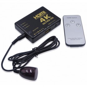 Robotsky HDMI Switcher 3 Port 4K x 2K Ultra HD + Remote - UH-501 - Black - 4