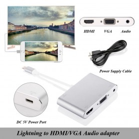 Adaptor Converter Lightning to HDMI VGA with Audio Port - 7585C - Silver - 8