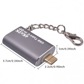 Adapter Converter USB Type C to Display Port 4K - Gray - 2