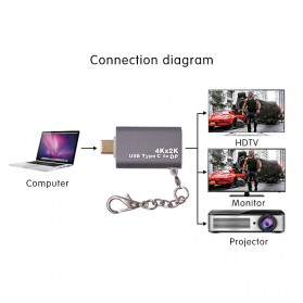 Adapter Converter USB Type C to Display Port 4K - Gray - 6