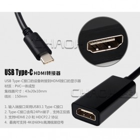 CHAOH Kabel Konverter USB Type C to HDMI 4K 15cm - MM142 - Black - 6
