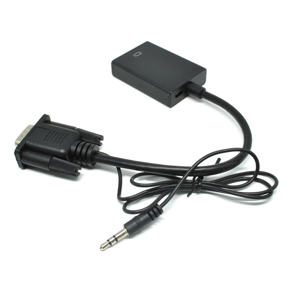 VGA to HDMI Video Adapter with USB and Aux Audio Cable Black