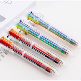 Pulpen 6 in 1 Pena Bolpoin Warna-Warni Multi Colored Pen - Multi-Color - 5