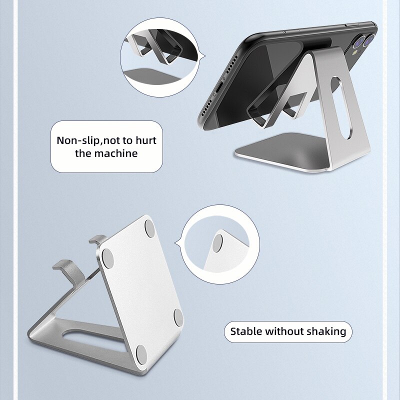 ACCEZZ Smartphone Tablet Stand Holder Bahan Aluminium Y017 Silver