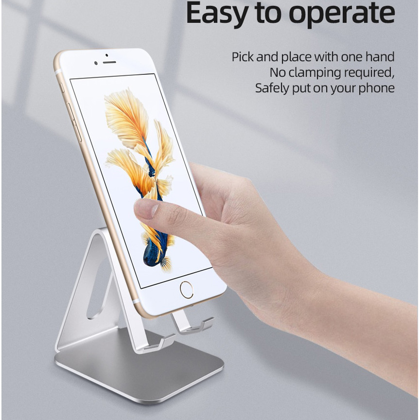 ACCEZZ Smartphone Tablet Stand Holder Bahan Aluminium Y017 Silver