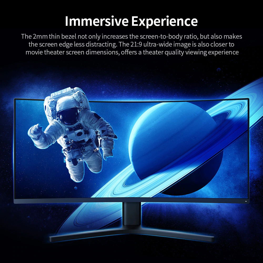 Xiaomi Ultra Wide Curved Gaming Monitor 1440P 144Hz AMD Free-Sync 34 Inch -  Black - JakartaNotebook.com