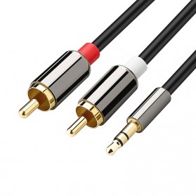 Jual Kabel Komputer / Laptop Audio, Video, USB, Power, Converter, Dan Jaringan - Amkle Kabel Audio RCA to 3.5 mm Auxiliary Cable 1 m - 1019 - Black