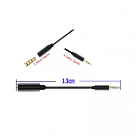 OLLIVAN Kabel Audio AUX 3.5mm 4 Pole to 3 Pole Male to Female 13cm - AV119 - Black - 2