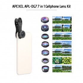 APEXEL 7 in 1 Lensa Fisheye + Macro 15x + Wide Angle + Telephoto + CPL+ Kaleidoscope Lens Kit - APL-DG7 - Black - 3