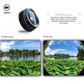 APEXEL 7 in 1 Lensa Fisheye + Macro 15x + Wide Angle + Telephoto + CPL+ Kaleidoscope Lens Kit - APL-DG7 - Black - 6