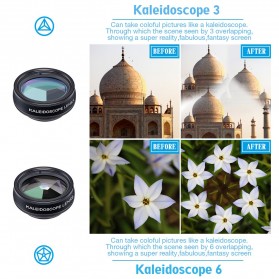 APEXEL 10 in 1 Lensa Fisheye + Macro + Wide Angle + Telephoto + Kaleidoscope + Filter Lens Kit - APL-DG10 - Black - 6