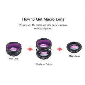 APEXEL 10 in 1 Lensa Fisheye + Macro + Wide Angle + Telephoto + Kaleidoscope + Filter Lens Kit - APL-DG10 - Black - 8