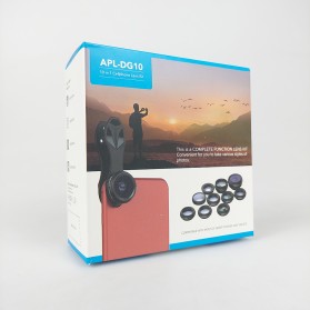 APEXEL 10 in 1 Lensa Fisheye + Macro + Wide Angle + Telephoto + Kaleidoscope + Filter Lens Kit - APL-DG10 - Black - 10