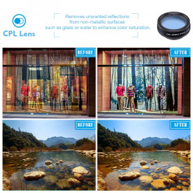 APEXEL 10 in 1 Lensa Smartphone Fisheye Macro Wide Telephoto Filter - APL-10XDG9 - Black - 8