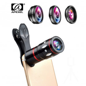APEXEL 4 in 1 Lensa Zoom Tele Wide Macro Fisheye Lens Kit - APL-10XDG3 - Black
