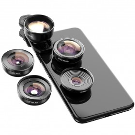 APEXEL Lensa Kamera Smartphone Universal Clip 5 in 1 Lens Kit - APL-HB5 - Black - 5