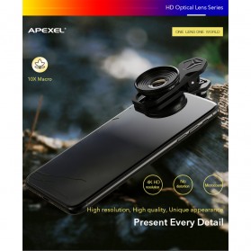 APEXEL Lensa Kamera Smartphone Universal Clip 10X Macro Lens - APL-HB10X - Black - 2