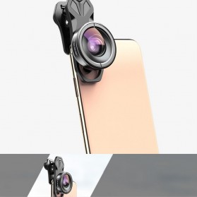 APEXEL Lensa Kamera Smartphone Universal Clip Wide Angle + Macro Lens - APL-HB2IN1WM - Black
