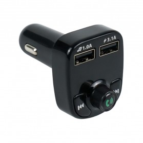 Jinserta Bluetooth Audio Receiver FM Transmitter Handsfree with USB Car Charger - E0293 - Black